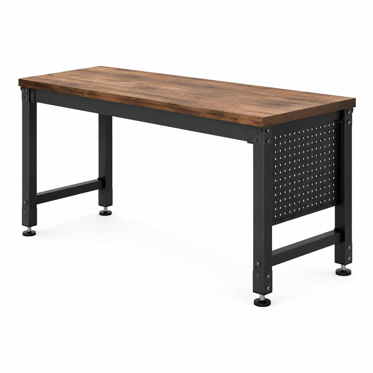 Banco da lavoro in legno e acciaio marrone 150x60x90 cm