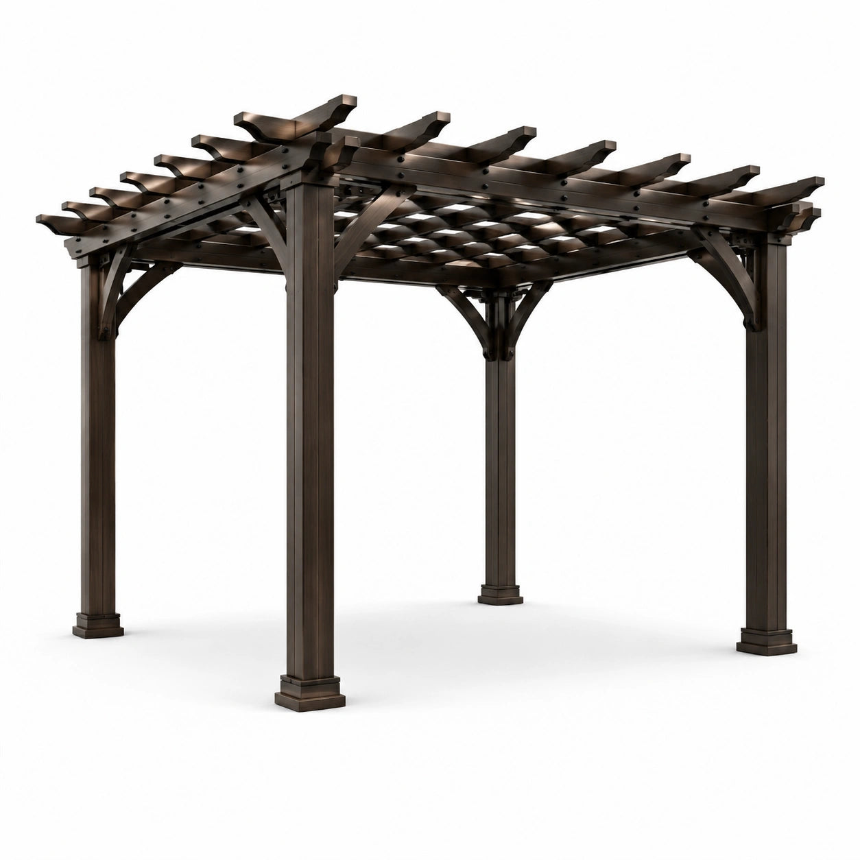 Pergola in Metallo Quadrata Marrone 3x3 m