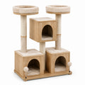 Tiragraffi in Legno con Colonne in Sisal e Cucce Beige