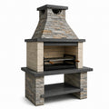 Barbecue in pietra con griglia in acciaio 120x80x220 cm