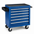 Carrello portautensili in metallo blu a 7 cassetti con ruote girevoli