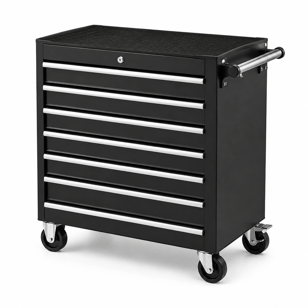Carrello porta attrezzi nero 7 cassetti con ruote