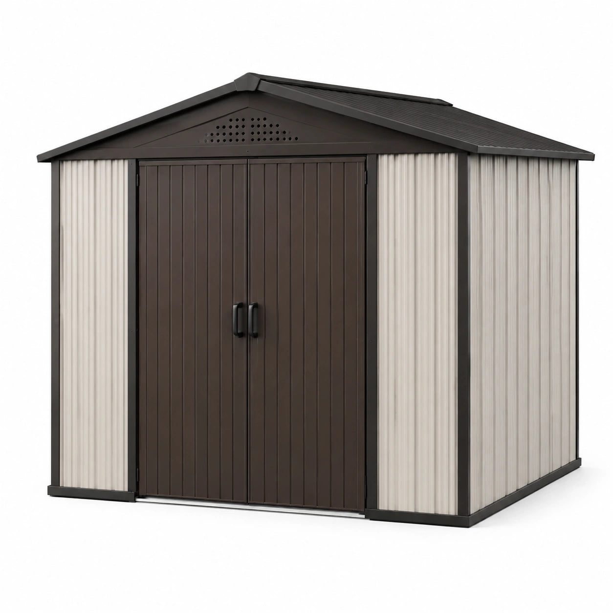 Casetta da giardino in plastica marrone/beige 185x152x226 cm