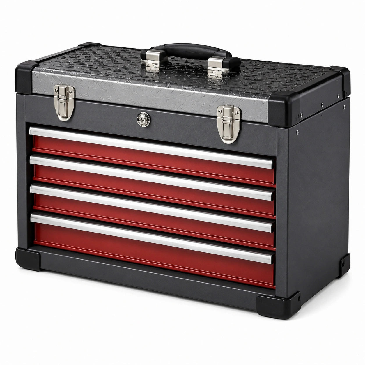 Cassetta degli attrezzi in metallo e plastica con 5 cassetti rossi 60x30x40 cm