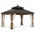 Gazebo da Esterno in Legno e Metallo Nero 400x300 cm