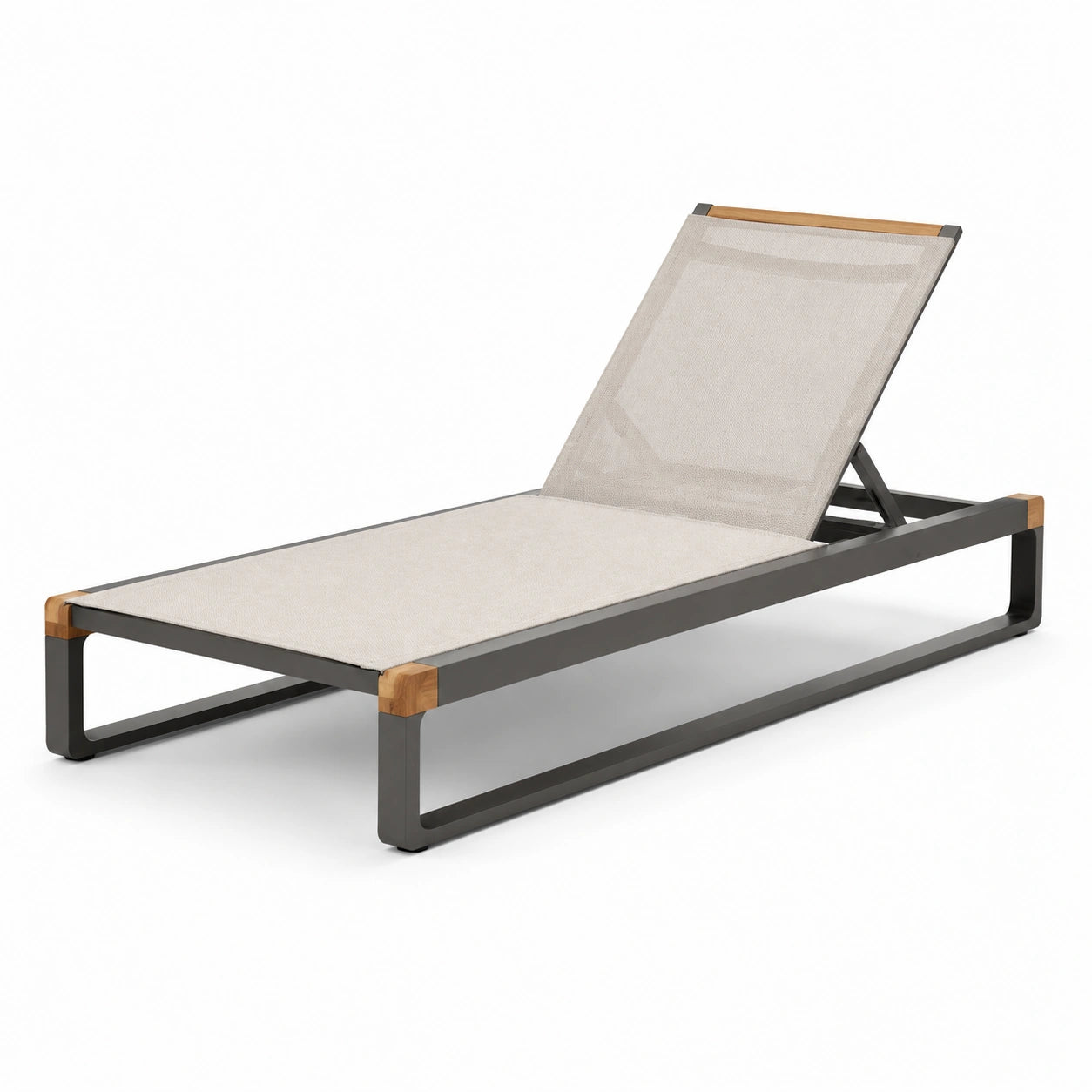 Lettino prendisole in metallo e textilene beige