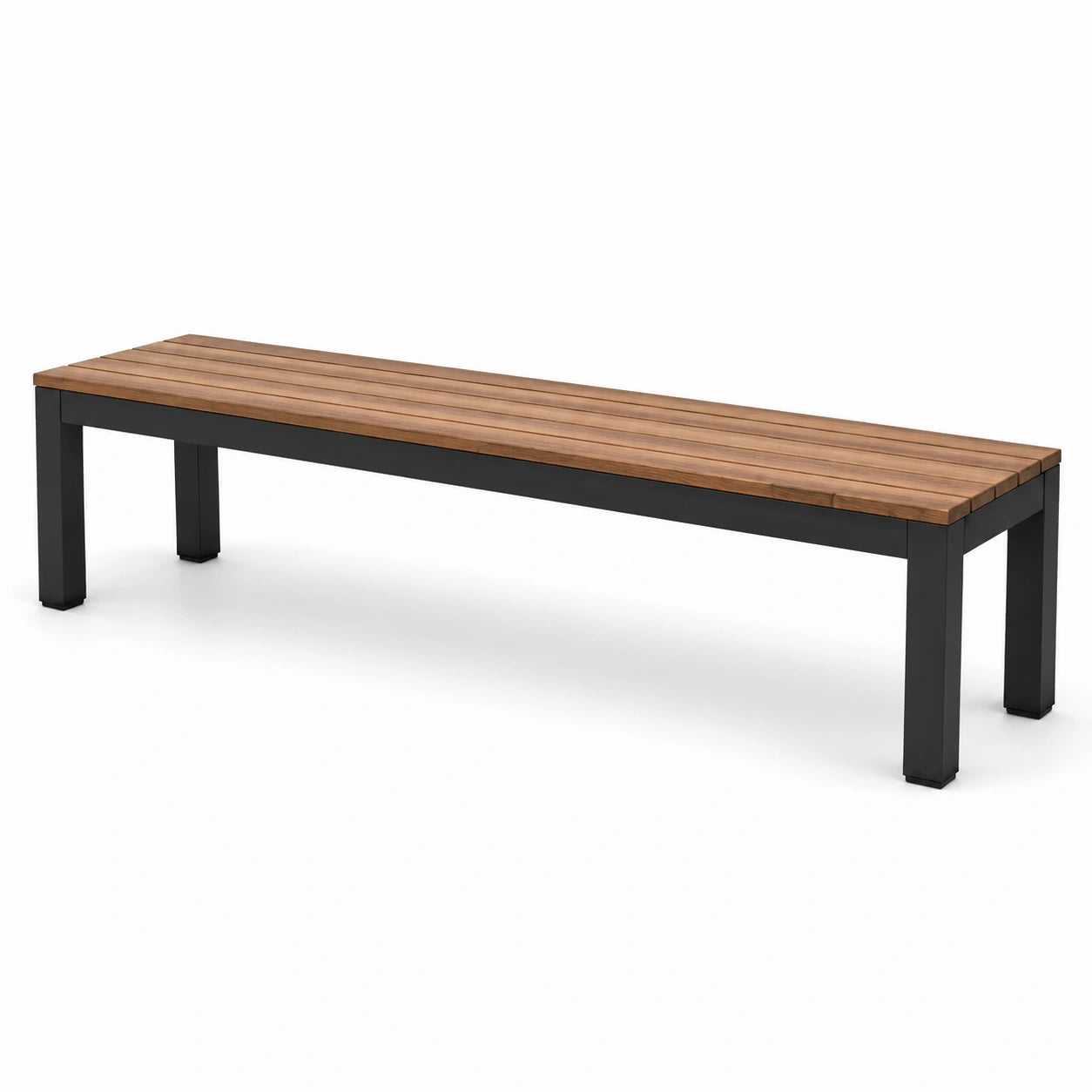 Panca in Legno di Teak e Metallo Nero 180x35x45 cm