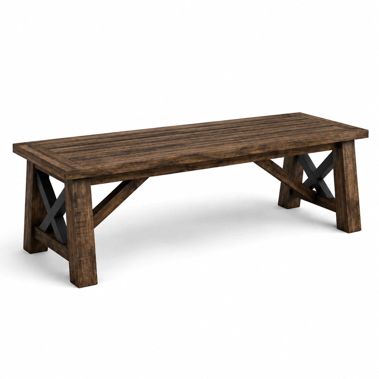 Panca in legno e metallo marrone 200x40x45 cm